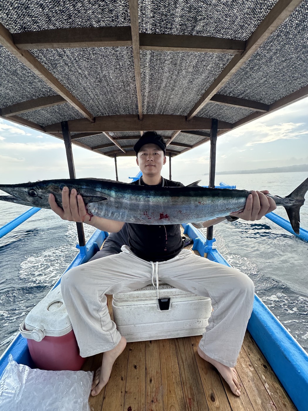 Wahoo caught on board — Boho Kink Konk fishing charter, Kuta Bali