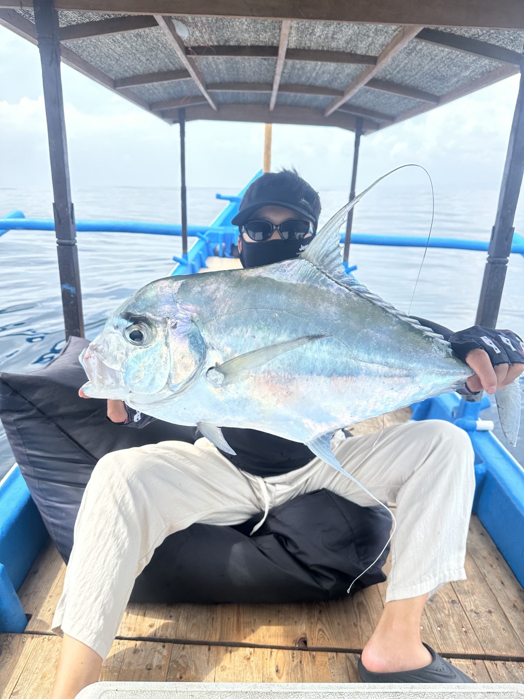 Trevally landed at sea — Boho Kink Konk fishing charter, Kuta Bali