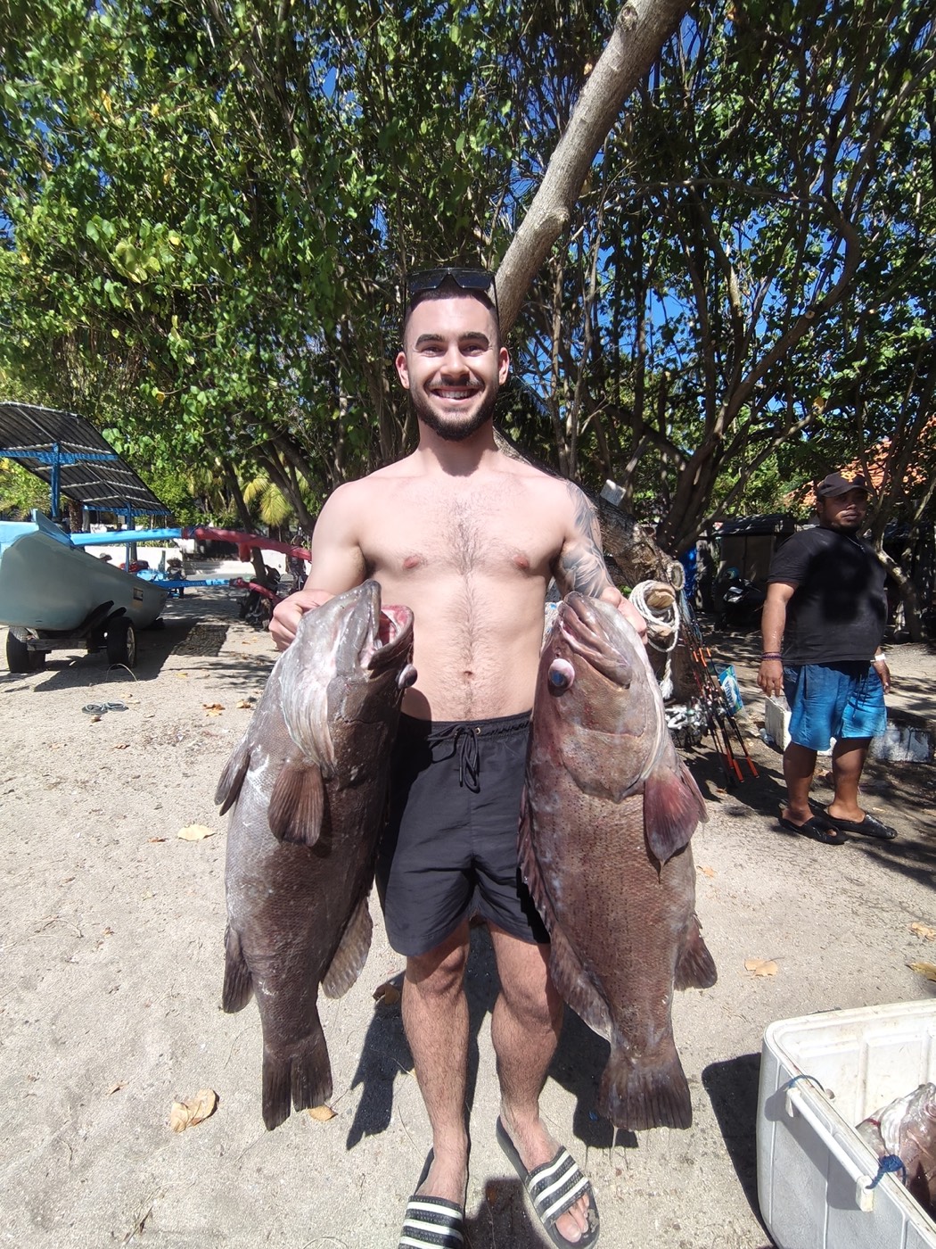 Two giant groupers — Boho Kink Konk fishing charter, Kuta Bali