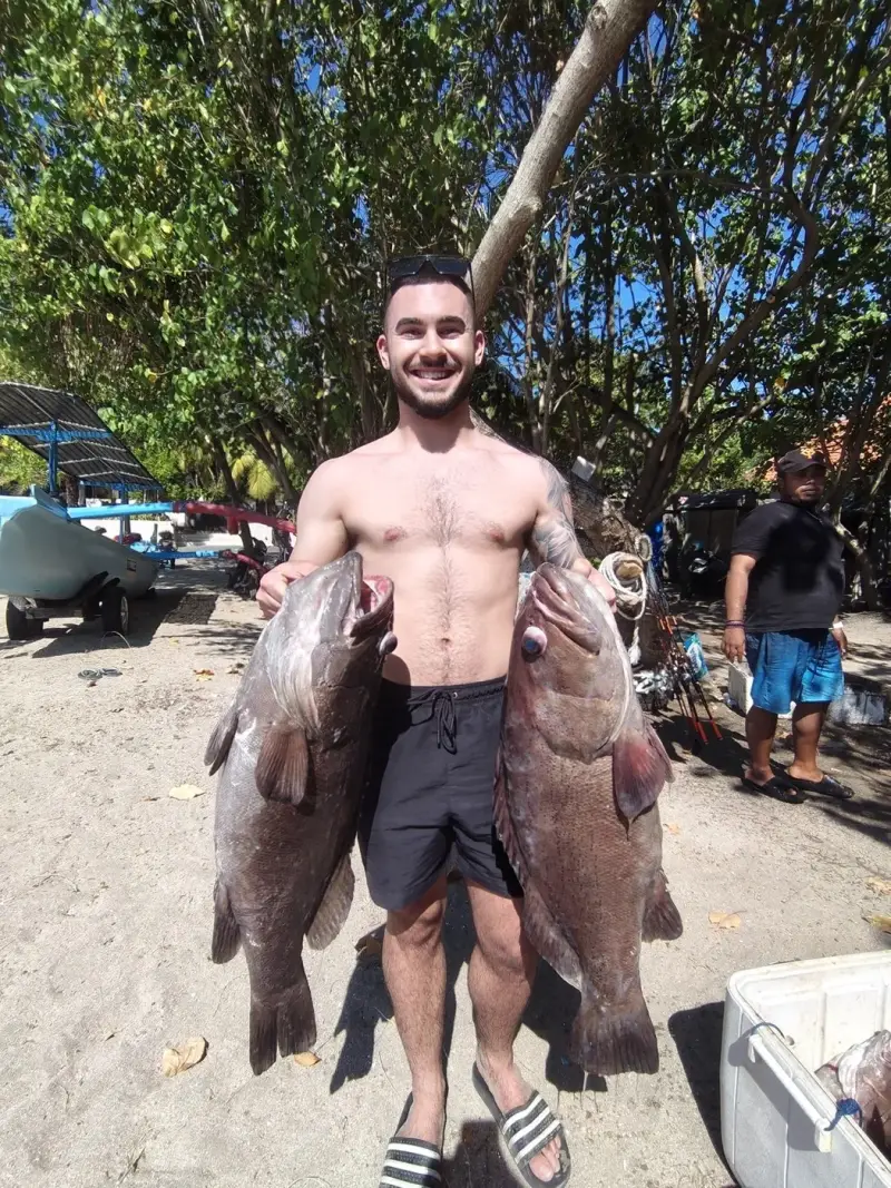 Two giant groupers — Boho Kink Konk fishing charter, Kuta Bali